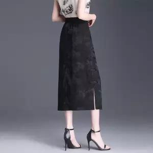 마르소 치마 미디 여름 하이웨스트 H라인 일자 힙스터 프린트 원턱 트임 에스닉 슬림 여성H라인 UNO2