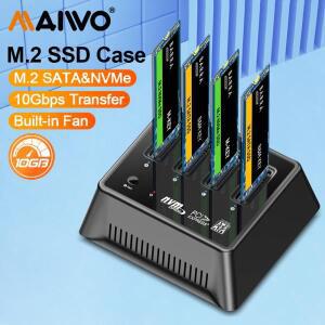 MAIWO 4 베이 M.2 Nvme 도킹 스테이션 M/B 키 -C 10Gbps 케이스 USB C SSD NVME  있는 NGFF 외부 HD