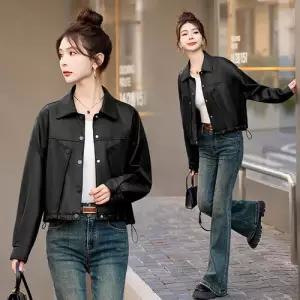 EAMT 여성 캐주얼 가을 루즈핏 가죽 코트 PU재킷 숏봄 슬림핏 라이더 EUNG1