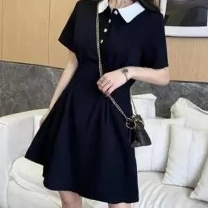 이쁘다요 하트 여성 원피스 플레어 정장 단추 여름 카라 하객룩 미들 치마