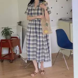 친절한탄씨 빅사이즈 린넨체크 임산부 롱원피스 임산부원피스 린넨체크원피스 롱원피스