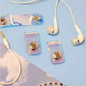 똑딱이 케이블타이 홀로그램 이어폰 줄감개 USB 선정리 클립 4개입