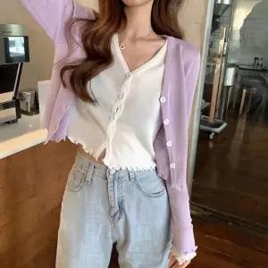 [하프클럽/]여성 화이트 이너 레이어드 투피스 여리핏 가디건
