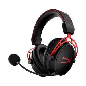 HyperX 클라우드 알파 무선 - PC용 게이밍 헤드셋, 300시간 배터리 수명, DTS 헤드폰: X 공간 오디오, 메모리 폼, 듀얼 챔버 드라이버, 노이즈 캔슬링 마이크, 내구성 있는 알루미늄 프레임, 빨간색