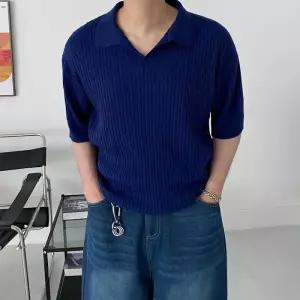[모노폴로지]남자빅사이즈반팔니트 남자오픈카라니트