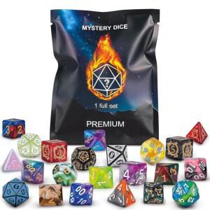 QMAY 다면체 주사위 - 8PCS 미스터리 세트 다양한 스타일의 DND 랜덤 D&D 패턴 & 가방 선물 던전 앤 드래곤 RPG MTG 롤플레잉 테이블 게임에 적합합니다 VEE