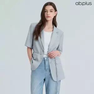 [ab.plus] 린넨 블랜드 스트랩 반팔 테일러드 자켓 (LSA3MJ32A)