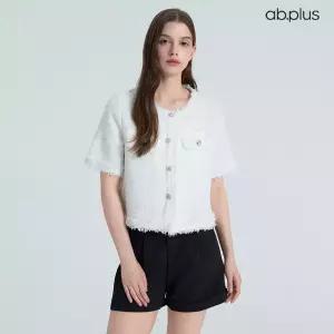 [ab.plus] 프린지 트위드 반팔 자켓 (LSA2MJ37A)