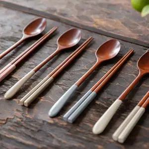 [골드스마일]모던칼라 우드 수저세트 4color5pcs 가정용 실용적 디자인수저