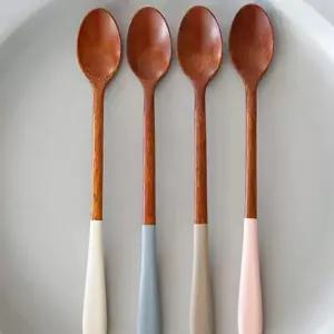 모던칼라 우드 롱티스푼 4color5pcs (입술) 차스푼 우드 스푼세트