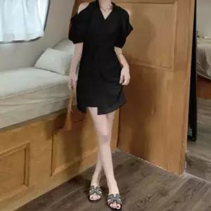 미니원피스 여름옷 하이웨스트디자인 트임 랩바스트-WD64CCE