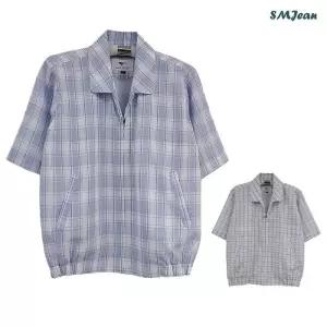 [에스엠진]SMJ1128 어르신 반팔 카라 점퍼 린넨 st, 여름 점퍼