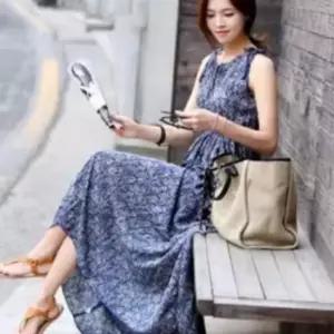 여성용 여름 롱 쉬폰 원피스 바캉스 데일리 드레스