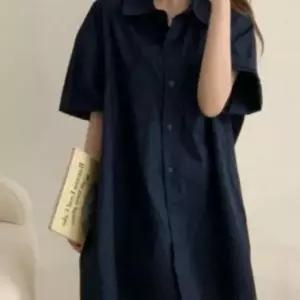 미니 기본 반팔 원피스 루즈핏 롱 셔츠 여성용 여름 셔츠원피스
