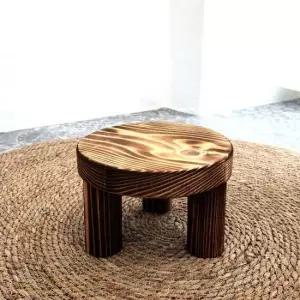 원목 화분 받침대 우드스텐드 소 22x15cm 원형 원목 화분