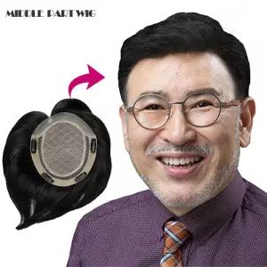 100% 인모 중앙가르마 남자가발  정수리 남성가발 탈모 빈모 커버