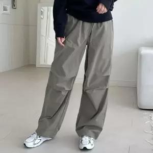 여성 데일리 편한 허래밴딩 핀턱 앞 포켓 와이드 팬츠 캠핑바지 (WCB41F7)