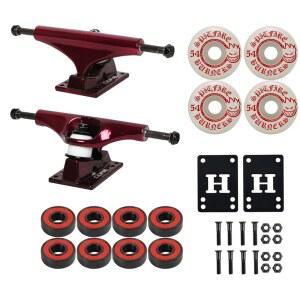코어 할로우 경량 스케이트보드 트럭 + 54mm 스핏파이어 버너 휠, ABEC 5 베어링, 하드웨어(스케이트보드 데크 완성 패키지)