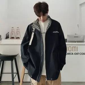 고품질 남성 오버핏 바람막이자켓 양면 체크 점퍼 대학생코디 20대남성코디 (WA2A95F)