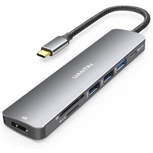 UANTIN USB C 허브 7 in 1 멀티포트 어댑터, 4K HDMI 동글, 100W PD, SD /TF 카드 리더, USB-A 3개, /Air, Dell, , ASUS, Acer 및 기타 타입 노트북용 USBC 도킹 스테이션