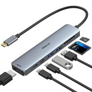 프로 /에어용 USB C 허브 HDMI 어댑터, HDMI, SD /TF 카드 리더, 데이터 포트, 100W PD, /에어, Dell XPS, 씽크패드용 3.0 2인치 동글.