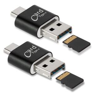 [2팩] 안드로이드 폰용 SD 카드 리더, 카드에서 USB 어댑터, 카메라 메모리 리더용 미니 C PC 및 완서스 리더