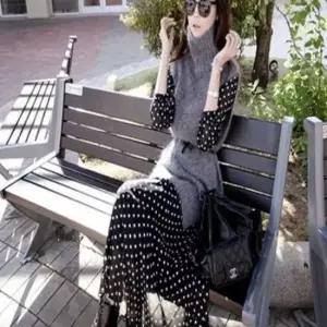 이쁘다요 우아한 여신처럼 원피스 셋트 니트 조끼 롱