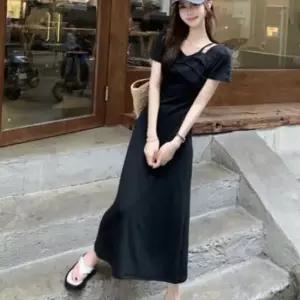 슬림 원피스 여름 데일리 반팔 면원피스