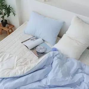 호텔 겨울 극세사 패드세트 Q 블루 침구세트 베딩