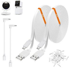 WYZE CAM V4, 팬 V3, OG, 포함), 충전 연장 케이블 길이의 코드(L자형 평평한 2팩 30피트 전력 V3 호환되는 및 USB-마이크로 어댑터 - 흰색 카메라와 PRO USB 9M