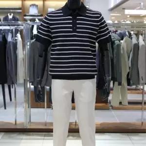 바쏘 homme 25 NEW 써머 Cool 코튼 마린 스트라이프 데일리 카라니트 다크네이비 3293008