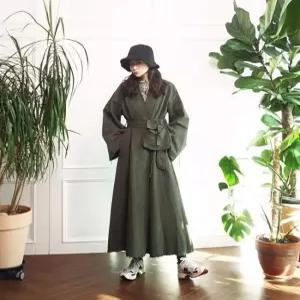 [앞머리]오버핏 롱 포켓 벨트 트렌치코트n302