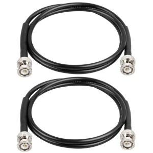 MOOKEERF BNC 케이블 - 안테나 RF 라디오 모뎀 오실로스코프 스펙트럼 등을 위한 3FT 2PCS RG58 50옴 남성 대 동축 저손실 연장 (블랙) qNG
