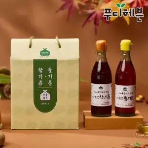 [선물세트] 100 통깨로 진하게 짠 하늘빛 참기름 350ml+들기름350ml