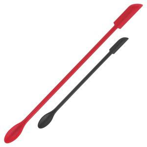 미니 주걱 실리콘 세트 - 화장품용 커텟 2pcs 작은 메이크업 스크레이퍼, 재사용 가능한 뷰티 도구, 얇은 병 마지막 메이크업을 꺼내보세요, 검정과 빨강
