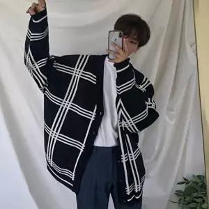 남자 오버핏 니트 가디건 봄 가을 빅사이즈 루즈핏-WFHDBJ6