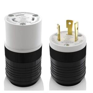 ELERGP NEMA L6-30P 및 L6-30R 잠금 플러그 커넥터 세트 발전기 트위스트 소켓 30암페어 250V 2극 3선 접지 산업용 중장비 UL 목록(1세트 블랙/화이트) VHE
