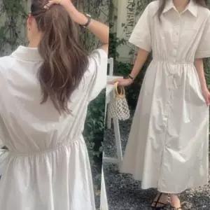 플레어 셔츠 원피스 카라 밴딩