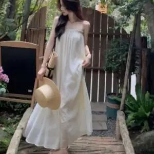 이쁘다요 스런 끈 뷔스티에 원피스 여성 쉬폰 나시 바캉스룩