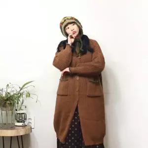 [앞머리]프릴 뜨개 하이넥 롱 니트 카디건n1221
