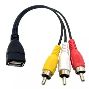 할로키 USB-3 RCA 케이블 8인치 2.0 A 여성용-3 남성 오디오 비디오 캡처 카드 AV 복합 어댑터 M