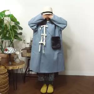 [앞머리]오버핏 울혼방 사이드 리본 롱 코트n1128