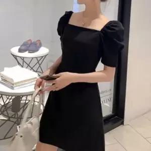 이쁘다요 데이트 여름 룩 미니 숄더 퍼프 여자 블랙 오프 원피스
