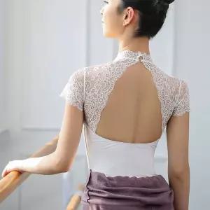 발레커버업 체조 반팔 댄스 레이스 여성용 레오타드 발레