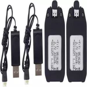 NH330 RH821 쿼드콥터 액세서리 원격 제어 드론 배터리용 2PCS 3.7V 300마하 리튬 배터리 USB 충전 케이블 포함