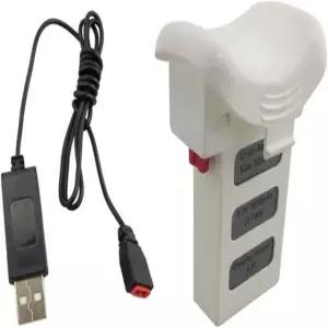 바다 점프 3.7V 1000mAh 리튬 배터리 + HS110D 4축 항공기용 USB 충전 케이블 리모컨 드론 화이트