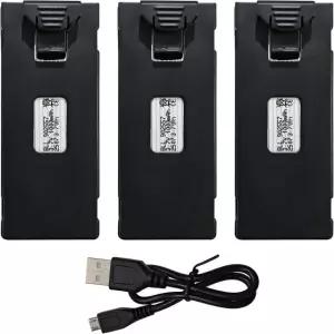 USB 충전 케이블이 장착된 3PCS 3.7V 1000mAh 리포 배터리 E88 E88MAX E99MAX BD101 P15PRO P8 A13 A15 K10MAX RC 드론 에어