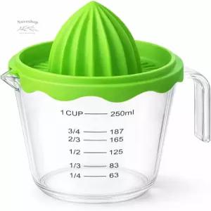 계량컵 레몬 라임 오렌지 압착기가 포함된 수동 시트러스 착즙기 250ml 1컵 씨앗 체와 손잡이가 핸드 리머