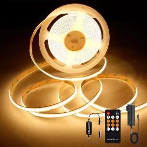 AXMOUT COB LED 스트립 라이트 웜 화이트 2400개의 RF 리모컨 및 UL 전원 공급 장치 거울 침실 주방 DIY 홈