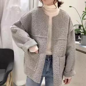양털점퍼 아우터 노카라 노버튼 양털 가디건 자켓 MRR91Rdr